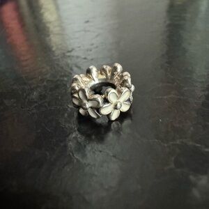 Pandora White Daisy Flower Spacer Charm